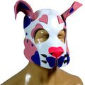 Leather Puppy Hood with Heart Ear Detail and Collar  Handmade Soft Dog  Mask